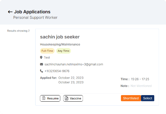 Job Application Screen
